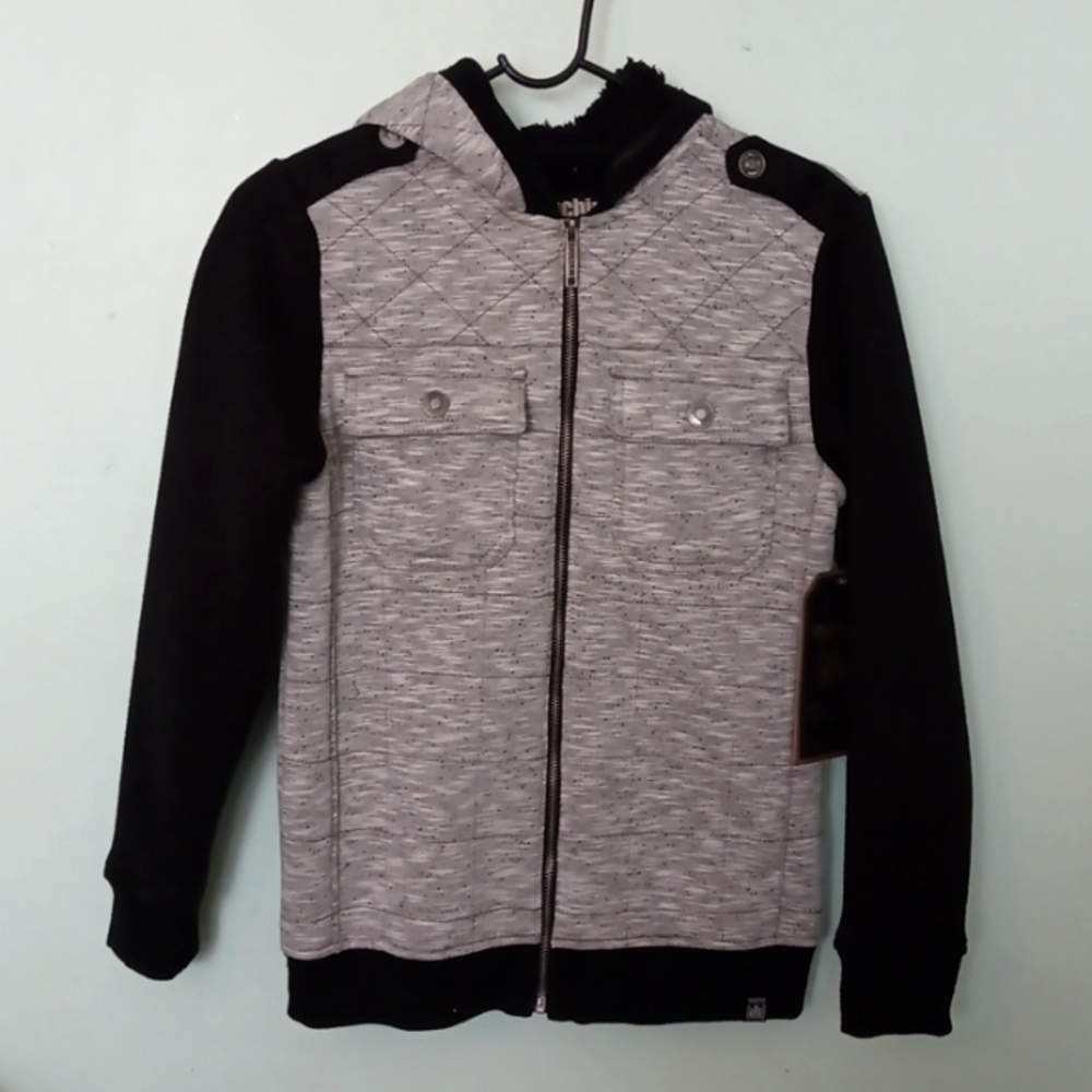 Machine Clothing Gray and black Sherpa Hoodie, Medium, New with tags.  Medium